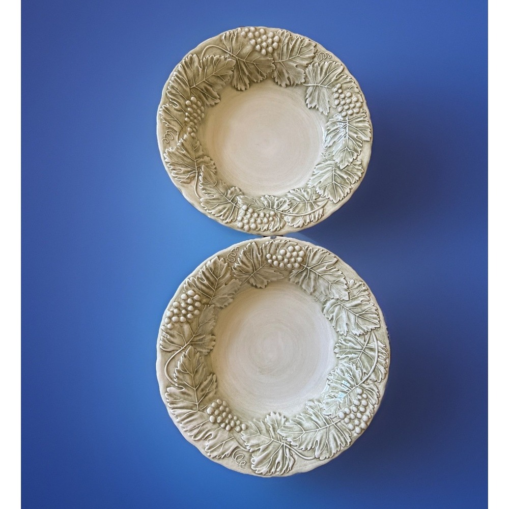 Set of 2 Williams Sonoma Napa Sage Green 10 1/2" Soup/Pasta Bowls Italy Ceramic